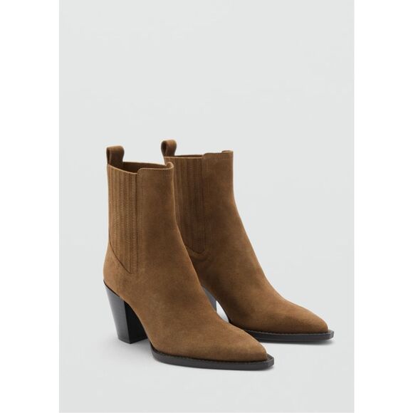 MNG BY MANGO $139 SUEDE POINTED TOE ANKLE BOOTS 40 - Picture 5 of 6